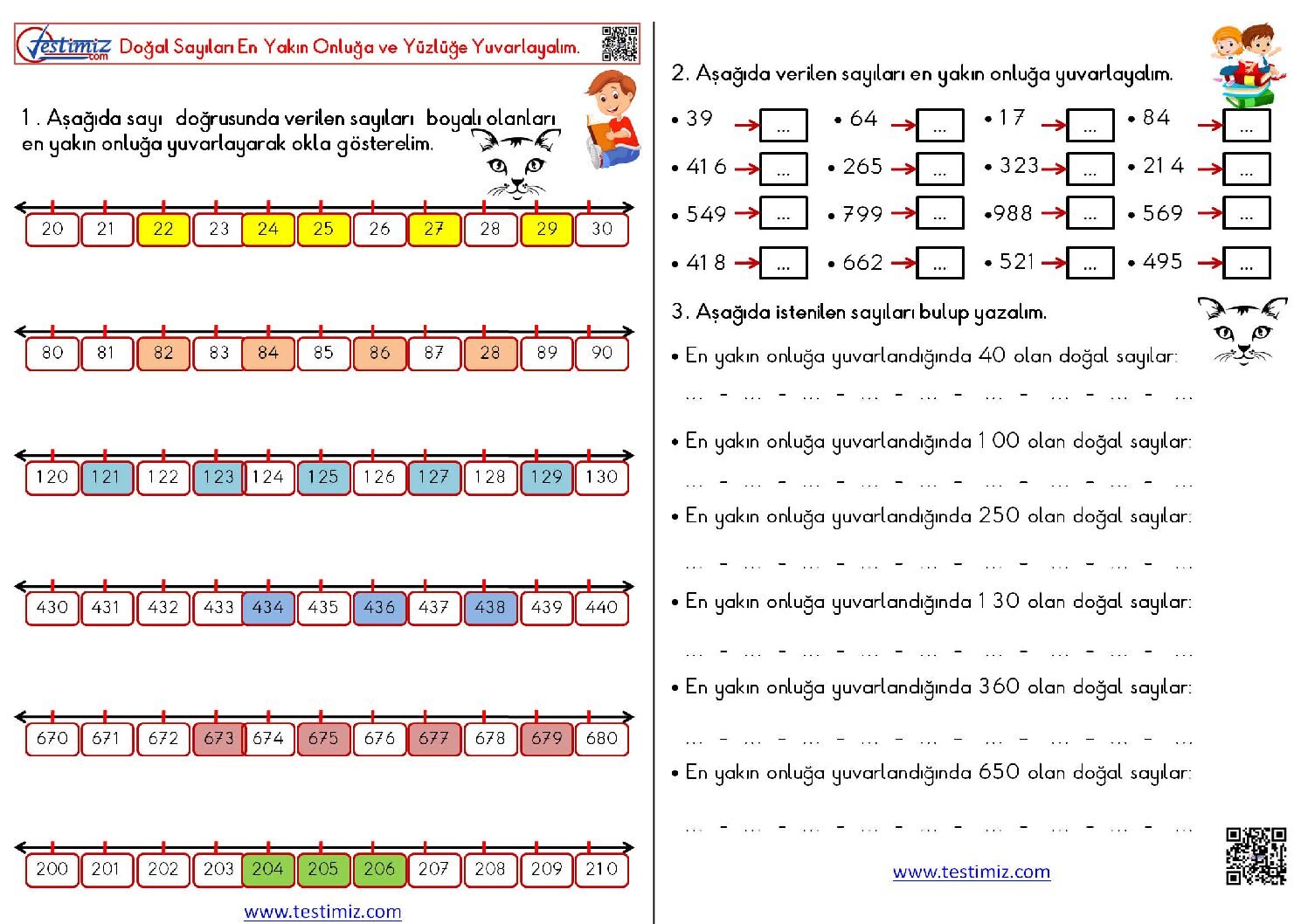 3. Sınıf Yuvarlama Alıştırmaları Çalışması Pdf