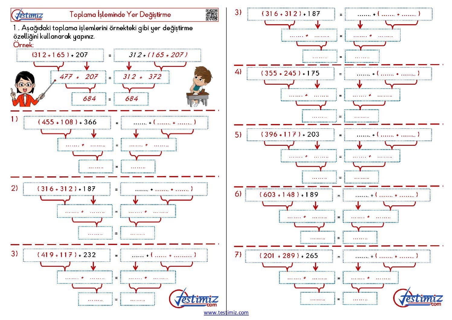 3. Sınıf Toplama İşleminde Yer Değiştirme Çalışması Pdf