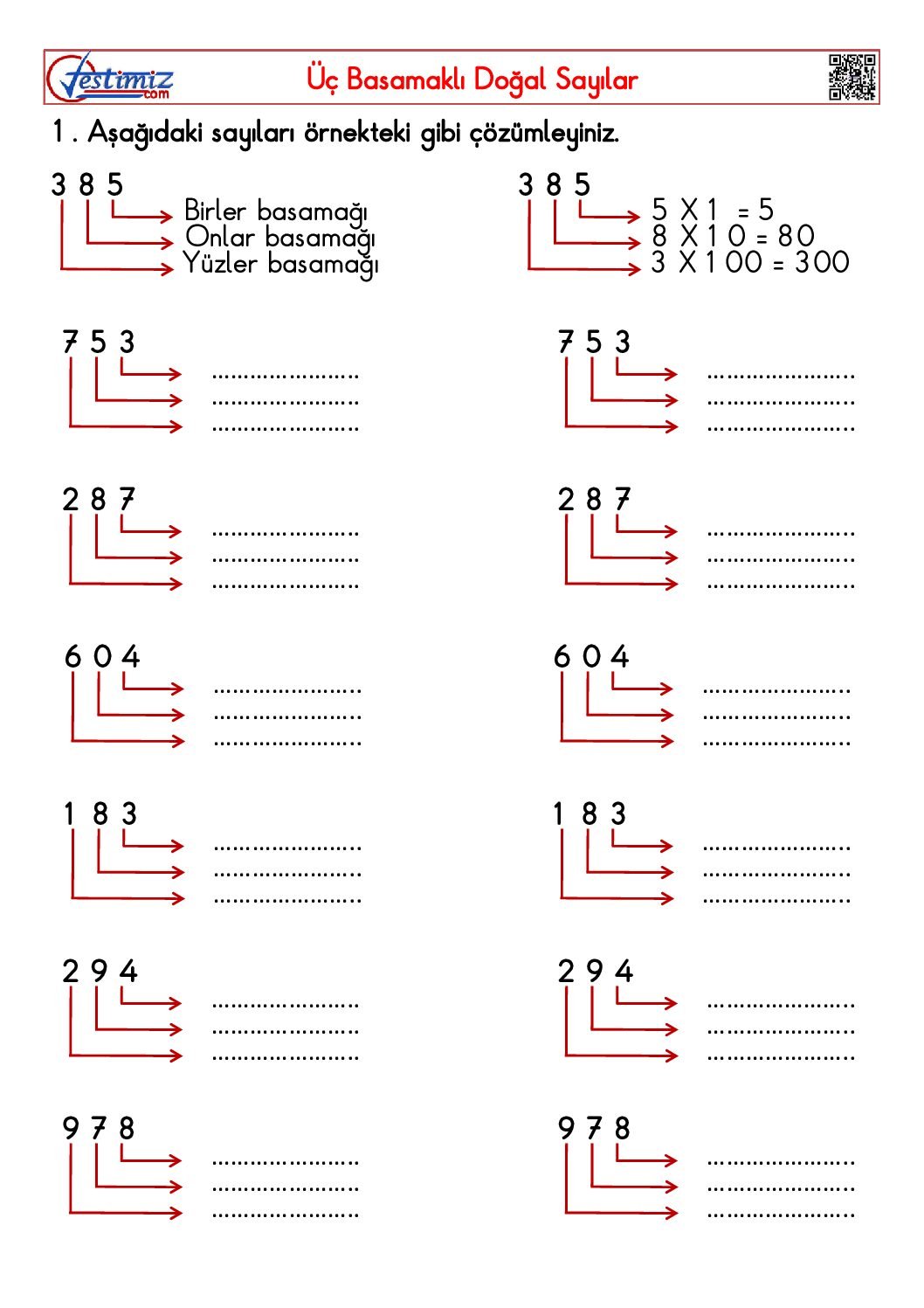 3. Sınıf Doğal Sayıları Çözümleme Çalışması Pdf